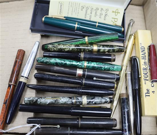 A group of fountain pens and propelling pencils